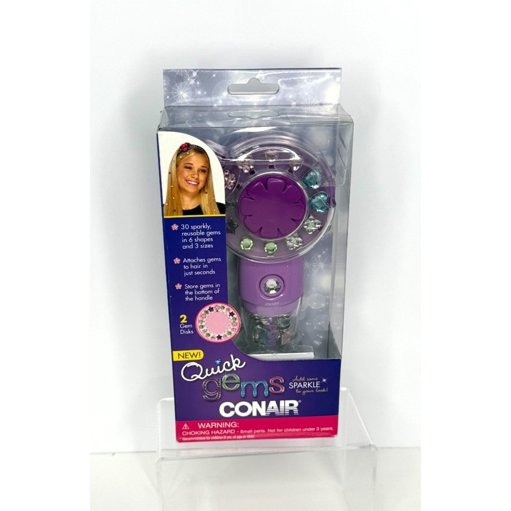 Conair Quick Gems Jewelry Kit Bejewel Your Hair 24 Sparkly Gems Girls New Y2K‎